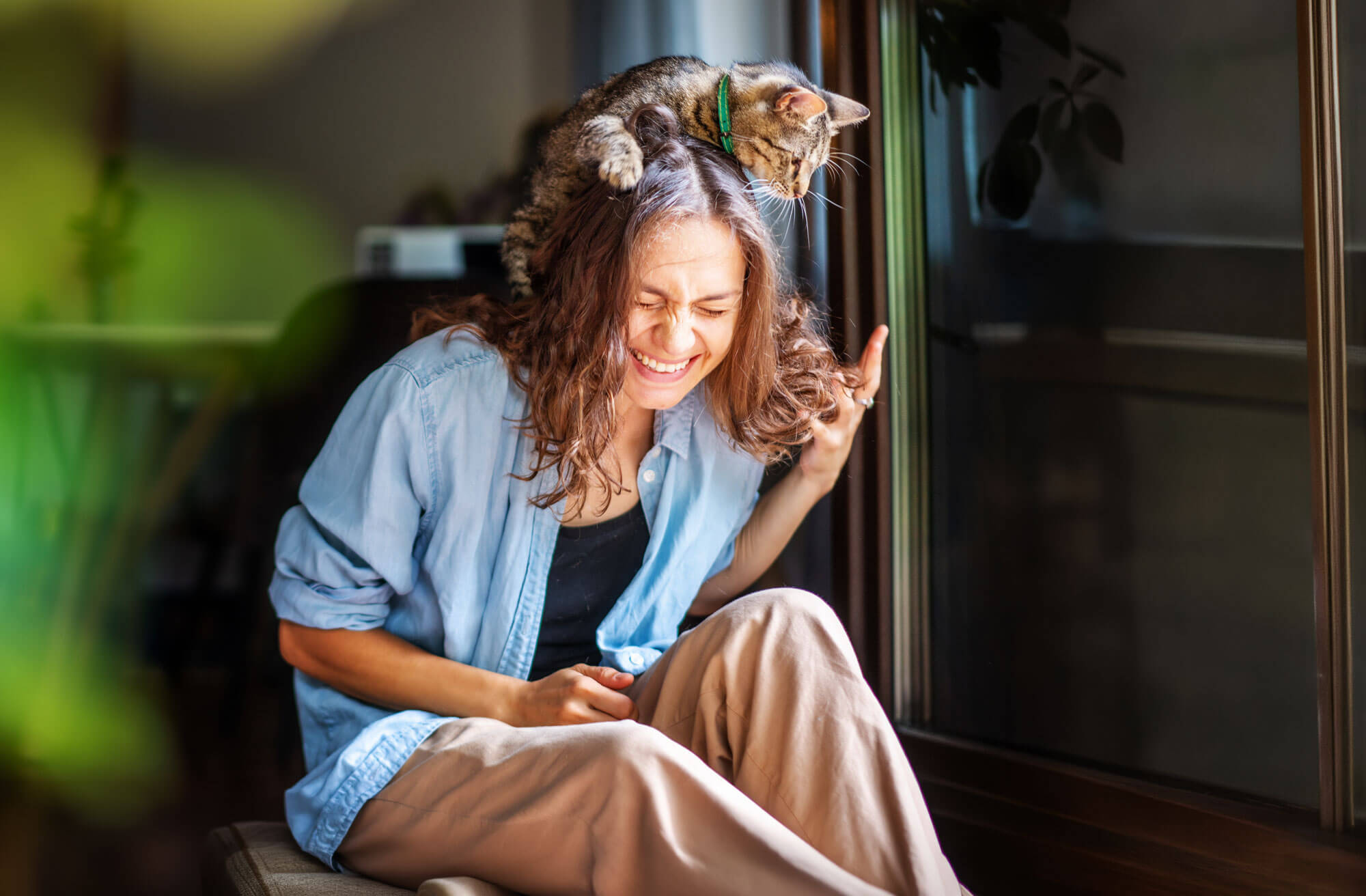 Cat making biscuits on my head.